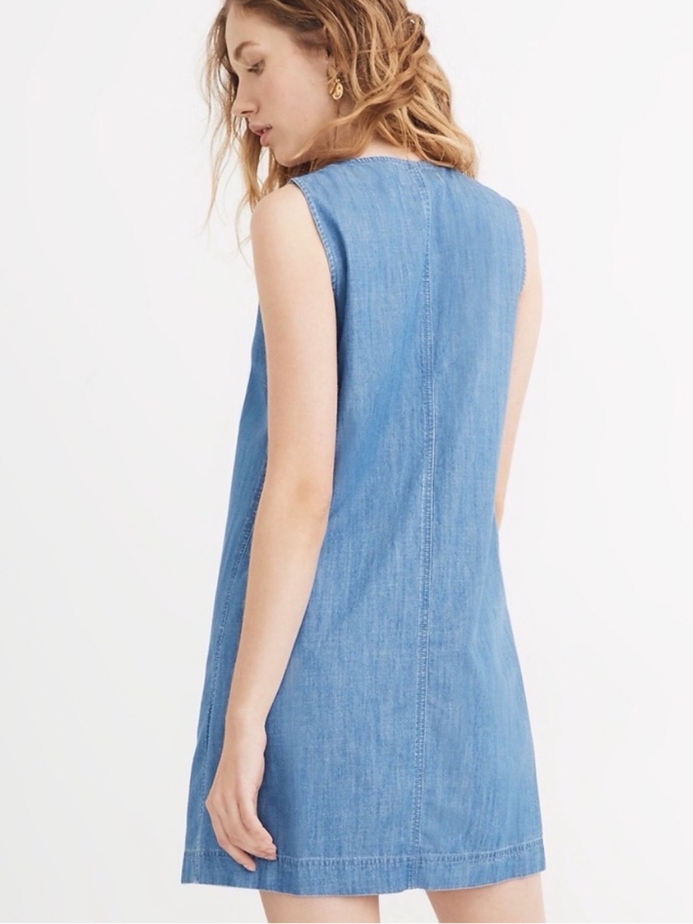 Madewell button front sleeveless easy in haslett wash dress. Size M Style L4473 - Picture 3 of 12